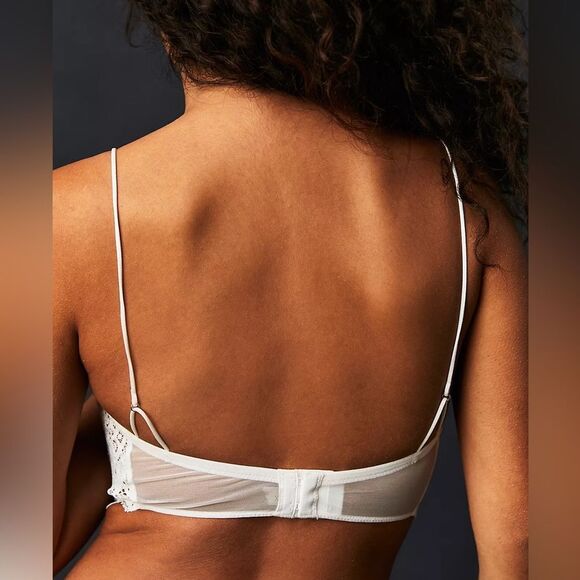 INTIMATELY FREE PEOPLE White Lace Longline Underwire Bra Bralette Boho‎ Sexy New - Picture 5 of 10